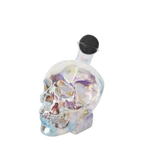 Glass Skull Shaped Iridescent Decanter, 26.5oz. New